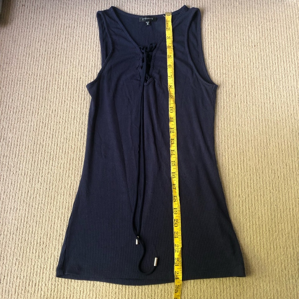 💥3/$10 Dynamite Ribbed Lace Up Tank Top - Picture 2 of 6